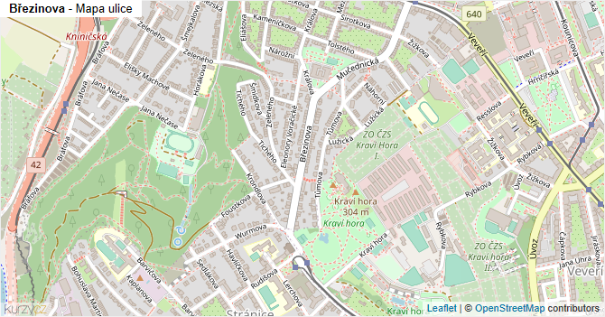 Březinova - mapa ulice