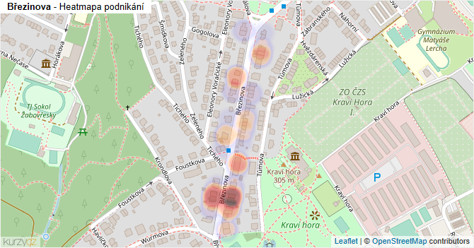 Březinova - mapa podnikání