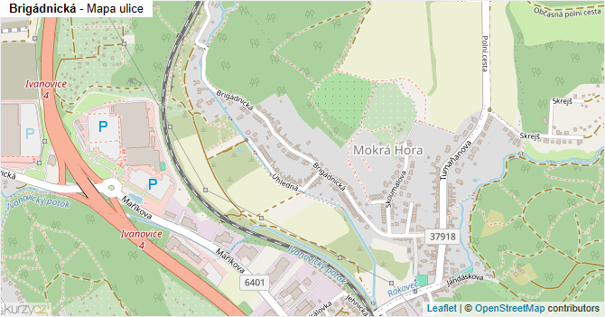 Brigádnická - mapa ulice