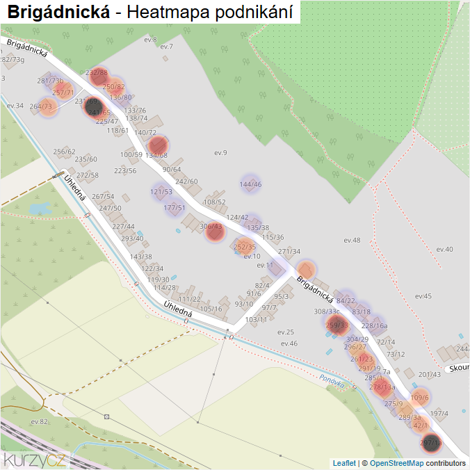 Mapa Brigádnická - Firmy v ulici.