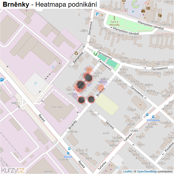 Mapa Brněnky - Firmy v ulici.