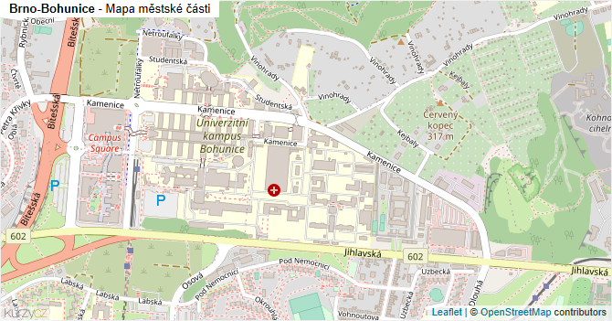 Brno-Bohunice - mapa městské části