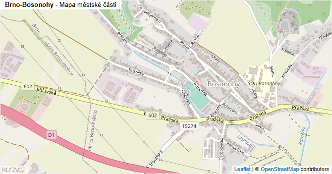 Brno-Bosonohy - mapa městské části