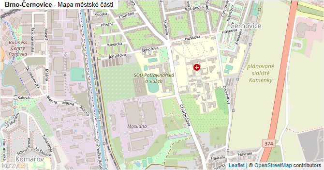 Brno-Černovice - mapa městské části