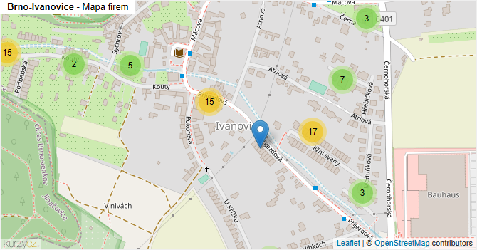 Brno-Ivanovice - mapa firem
