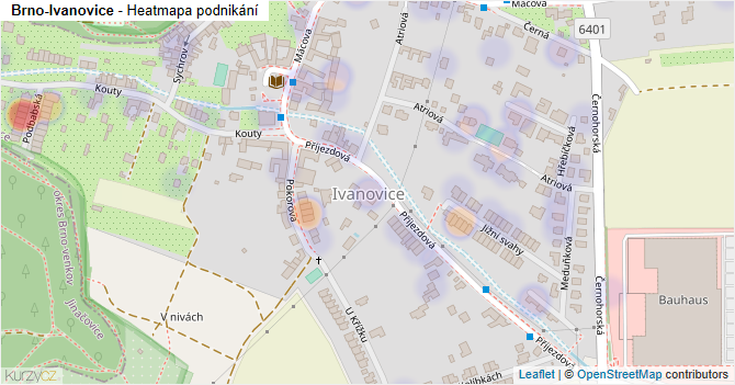 Brno-Ivanovice - mapa podnikání