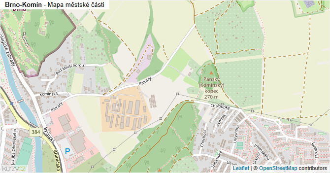 Brno-Komín - mapa městské části