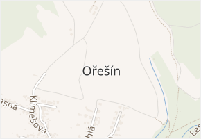 Brno-Ořešín v obci Brno - mapa městské části