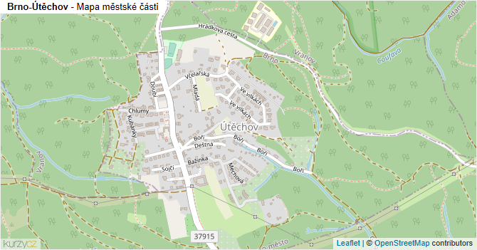 Brno-Útěchov - mapa městské části