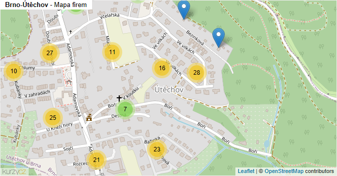 Brno-Útěchov - mapa firem
