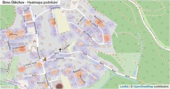 Brno-Útěchov - mapa podnikání