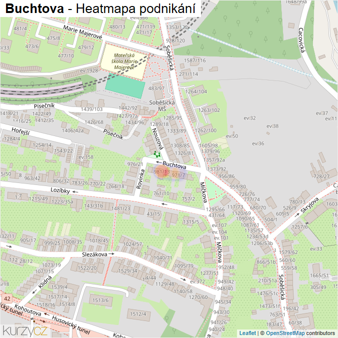 Mapa Buchtova - Firmy v ulici.