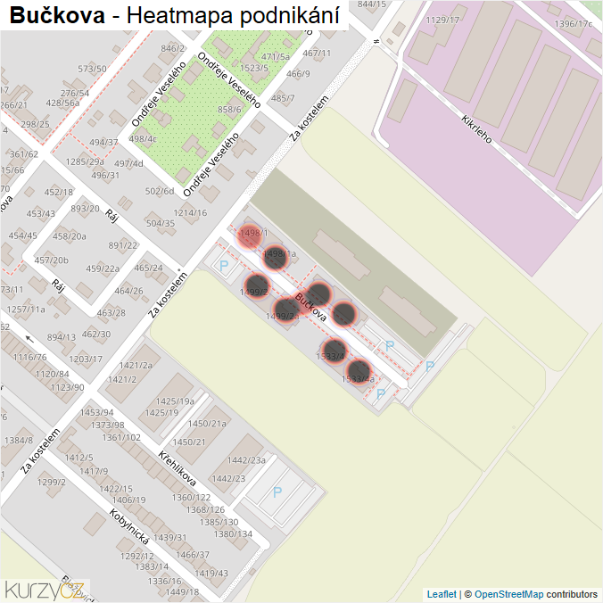 Mapa Bučkova - Firmy v ulici.