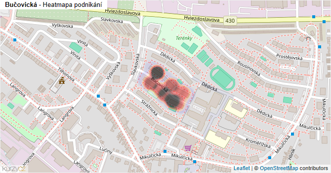 Bučovická - mapa podnikání
