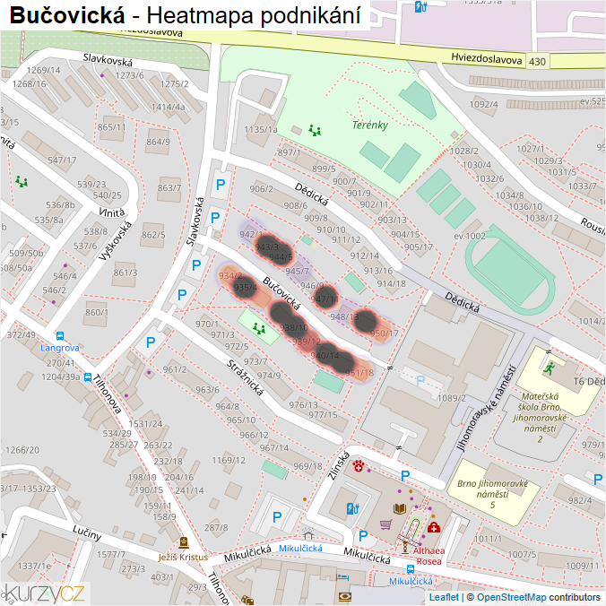 Mapa Bučovická - Firmy v ulici.