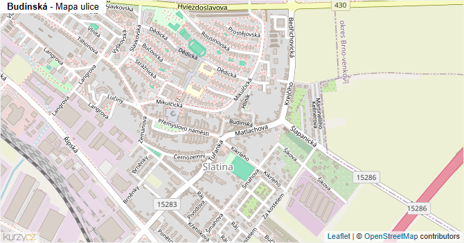Budínská - mapa ulice