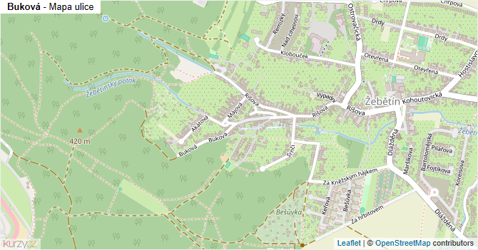 Buková - mapa ulice