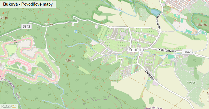 Buková - záplavové mapy stoleté vody