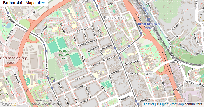 Bulharská - mapa ulice