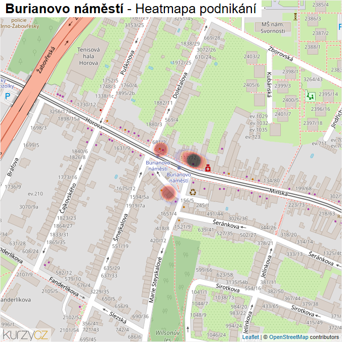 Mapa Burianovo náměstí - Firmy v ulici.