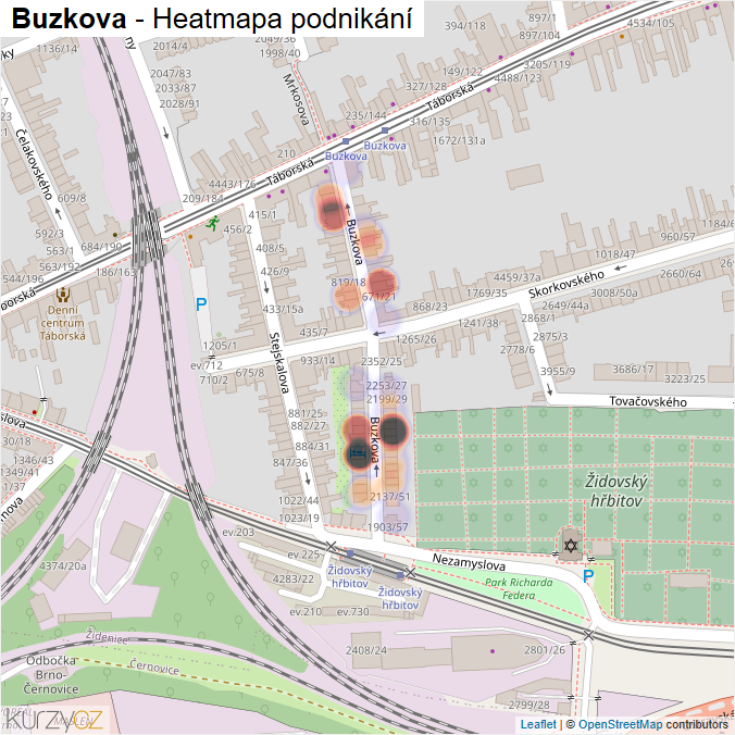 Mapa Buzkova - Firmy v ulici.