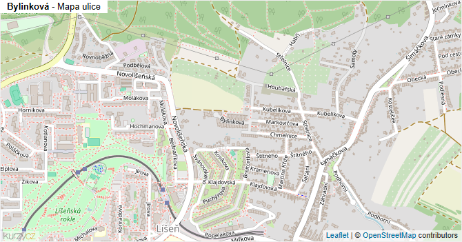 Bylinková - mapa ulice