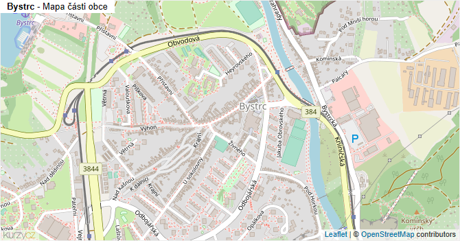 Bystrc - mapa části obce