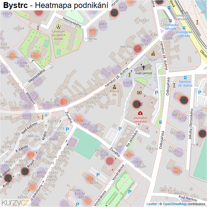 Mapa Bystrc - Firmy v části obce.