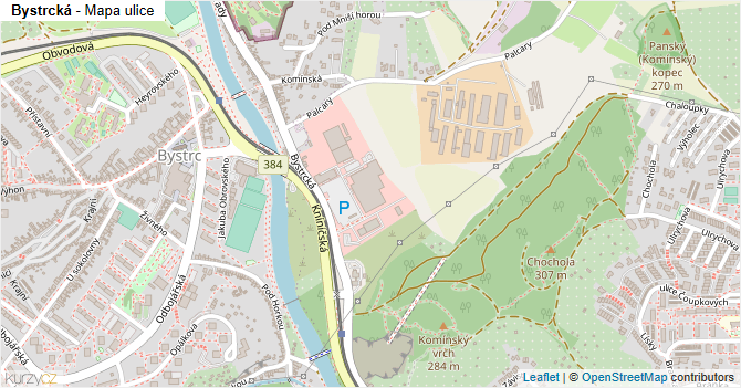 Bystrcká - mapa ulice