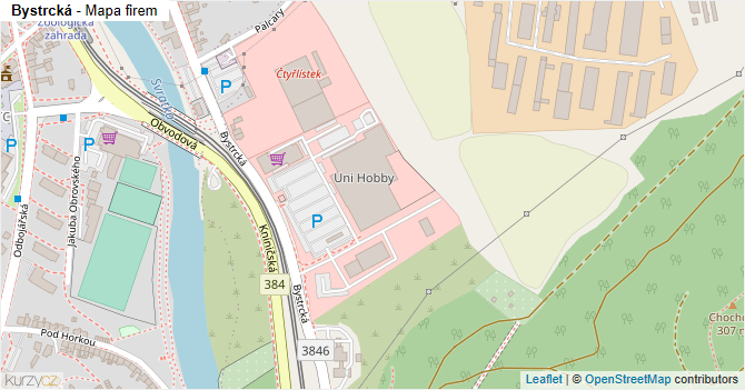 Bystrcká - mapa firem