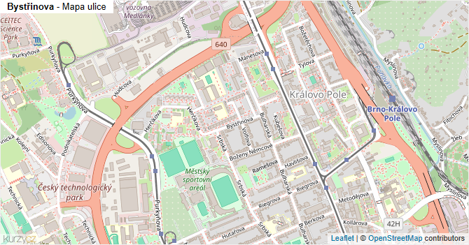 Bystřinova - mapa ulice