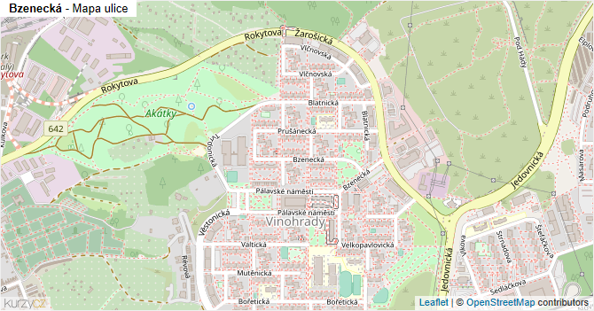 Bzenecká - mapa ulice