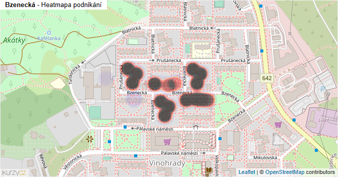 Bzenecká - mapa podnikání