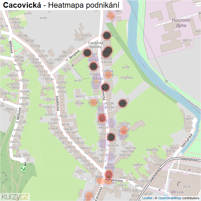 Mapa Cacovická - Firmy v ulici.