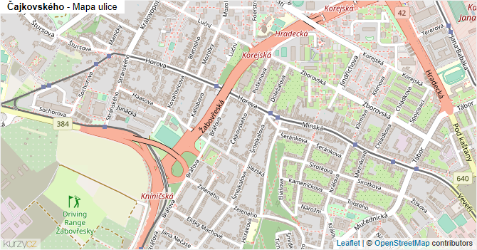 Čajkovského - mapa ulice