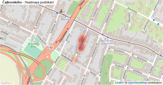 Čajkovského - mapa podnikání