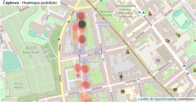 Čápkova - mapa podnikání