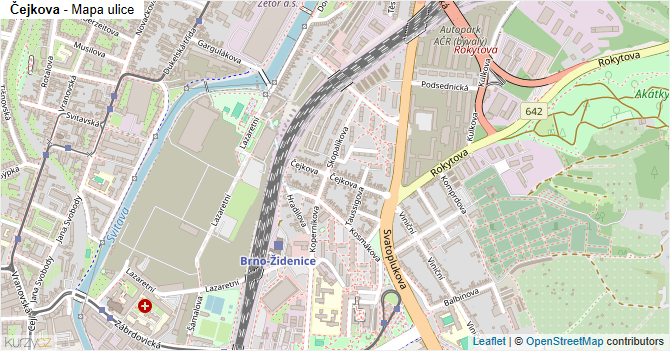 Čejkova - mapa ulice