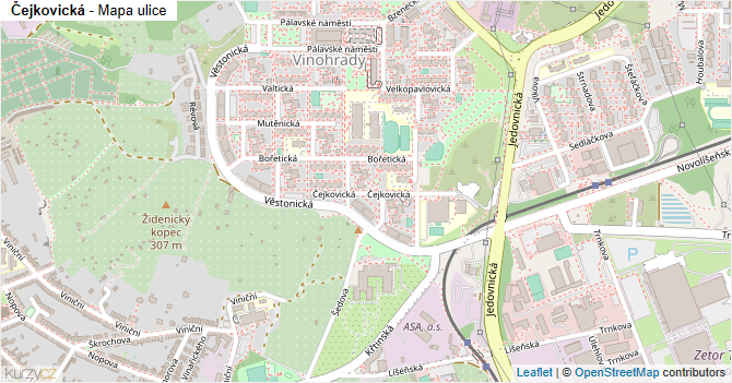 Čejkovická - mapa ulice