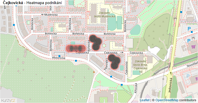 Čejkovická - mapa podnikání