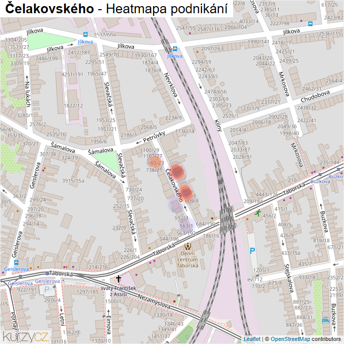 Mapa Čelakovského - Firmy v ulici.