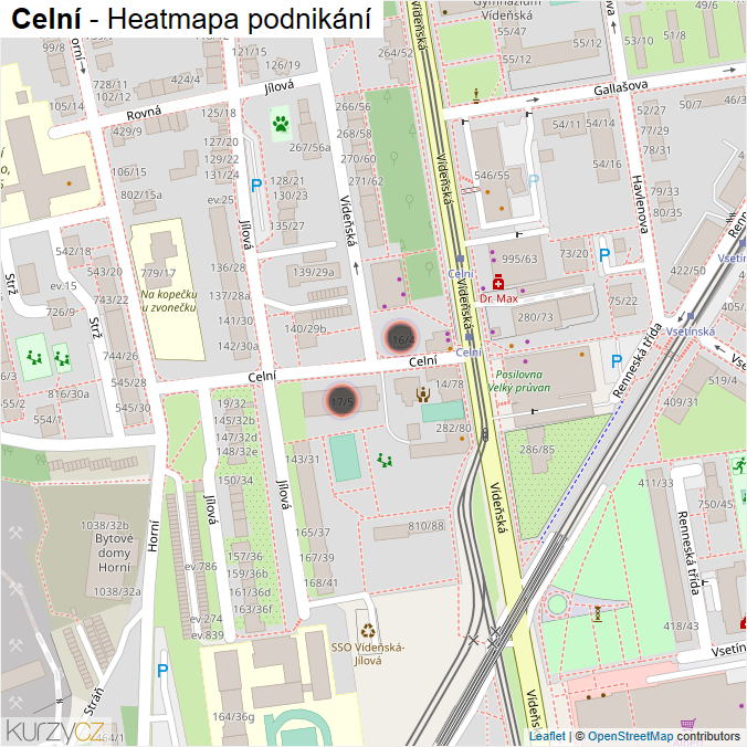 Mapa Celní - Firmy v ulici.