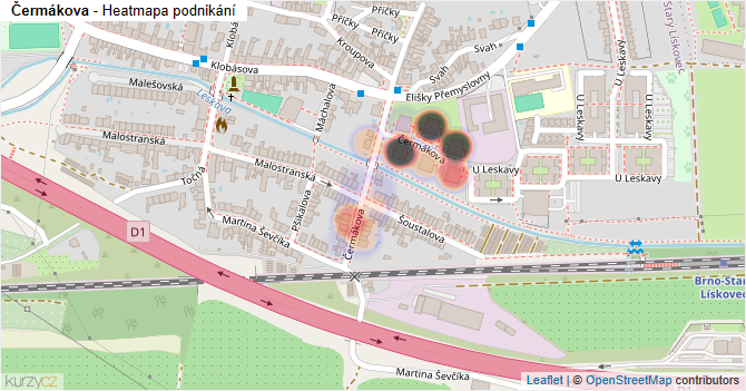 Čermákova - mapa podnikání