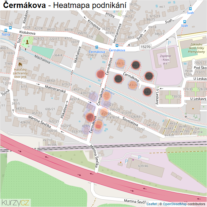 Mapa Čermákova - Firmy v ulici.