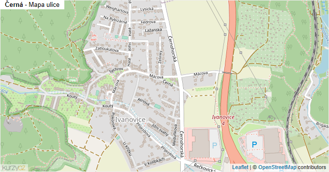Černá - mapa ulice