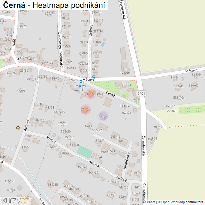 Mapa Černá - Firmy v ulici.