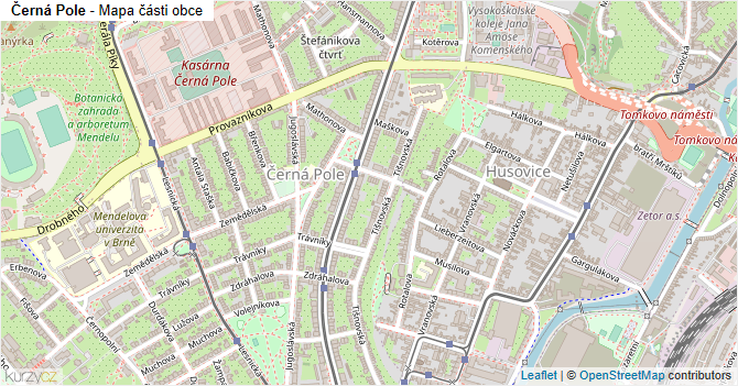 Černá Pole - mapa části obce