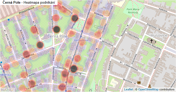 Černá Pole - mapa podnikání