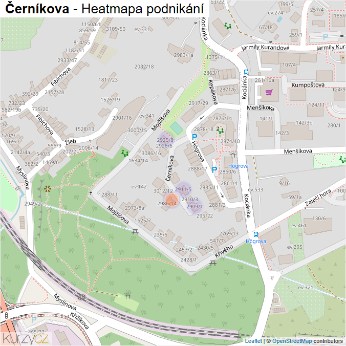 Mapa Černíkova - Firmy v ulici.