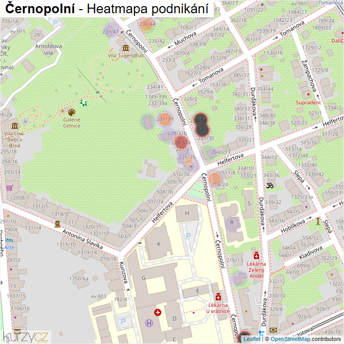 Mapa Černopolní - Firmy v ulici.